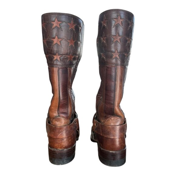 FRYE HARNESS AMERICANA Boots 150 Year Anniversary Stars Stripes USA Men\'s 8.5 M